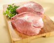 Raw pork shoulder. Arrangement on a cutting board.