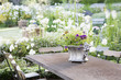 Flowerpot on garden table