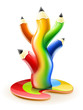 rainbow tree of pencils