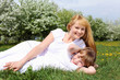 girl with mother in spring park