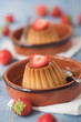 Creme caramel desserts & strawberries