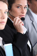 Woman using headset