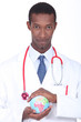 Doctor holding a globe