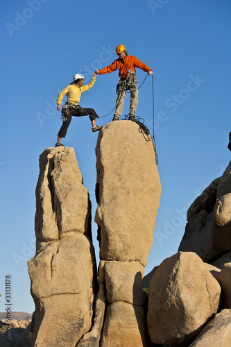 Photo: Team of rock climbers. Team of rock climbers.