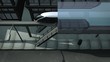 Monorail traveling through city high angle