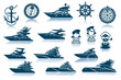 Motor Luxury Yachts Silhouettes Set