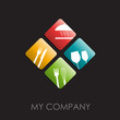 Logo restaurant with icons# Vector Logo restaurant with icons# Vector