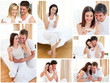 Photo: Collage of couples hugging after a positive pregnancy test Collage of couples hugging after a positive pregnancy test