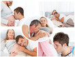 Collage of husbands giving a soft kiss to their pregnant wife
