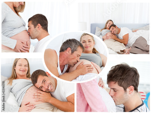 Photo: Collage of husbands giving a soft kiss to their pregnant wife Collage of husbands giving a soft kiss to their pregnant wife