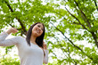 beautiful asian woman in the forest