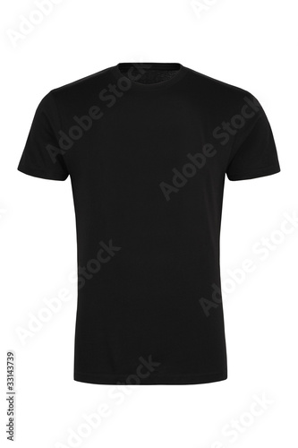 Photo: Black T-shirt template (isolated on white, clipping path) Black T-shirt template (isolated on white, clipping path)