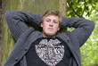 Man relaxing in the woods Man relaxing in the woods