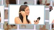 Montage of good looking women puting make-up on