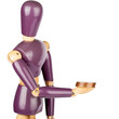 Wooden dummy giving money