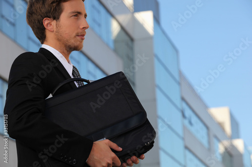 Suit Suitcase on Young Man In Suit Holding Suitcase    Auremar  33151703   See