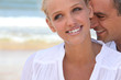 fine-looking blonde with companion at sea