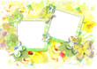 Beautiful card for photo with butterflies and flowers