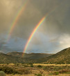 Desert Landscape: Double Rainbow over Sandia Mountains