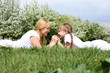 girl with mother in spring park