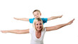 mother with son in studio