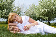 girl with mother in spring park