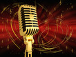 Microphone on abstract musical background