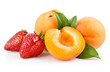 apricot fruits with green apricot fruits with green