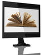 Computer PC and book, digital library concept Computer PC and book, digital library concept
