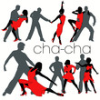 Vektor: Cha-cha silhouettes set Cha-cha silhouettes set