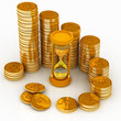 hourglass and coins hourglass and coins