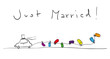 Zeichnung Hochzeitsauto Just Married