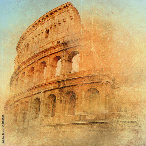Photo: great antique Rome - Coloseum , artwork in retro style great antique Rome - Coloseum , artwork in retro style