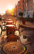 Image of street cafe early morning Image of street cafe early morning