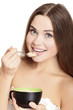 Photo: portrait of woman eating cereals portrait of woman eating cereals