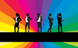 business women on a rainbow background business women on a rainbow background