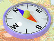 Compass on a map Compass on a map