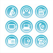 set of 9 blue technology with arrows signs