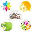 Vector set - flower emblems and labels