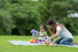Girl play toys with her mother Girl play toys with her mother