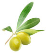 Green olives isolated on white