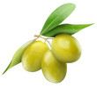 Green olives isolated on white