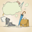 Vector: Abstract hand drawn school background with sneakers Abstract hand drawn school background with sneakers