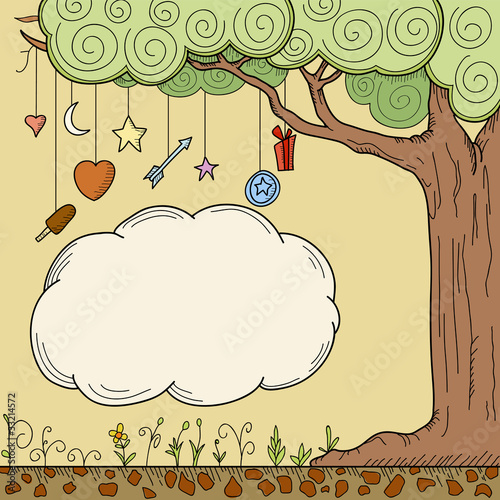 Vector: Abstract cartoon tree with place for your text Abstract cartoon tree with place for your text