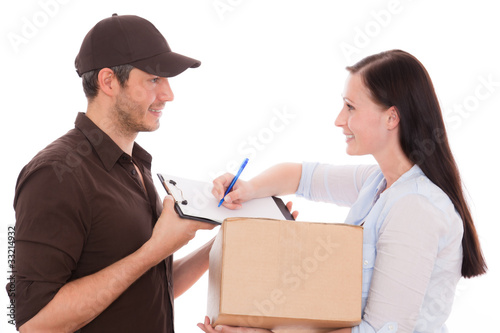 Photo: frau paket post postmann frau paket post postmann