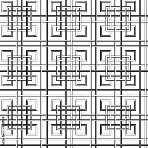 Vector: Geometrical seamless pattern with intertwining black squares. Geometrical seamless pattern with intertwining black squares.