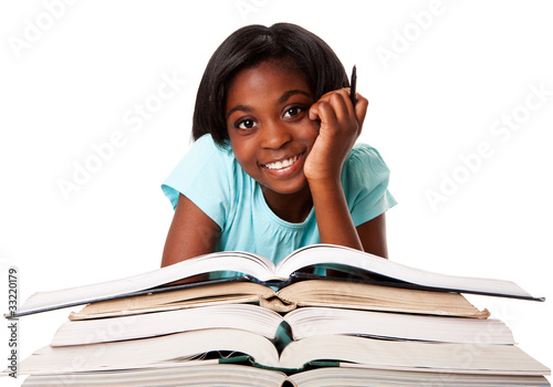 Photo: Happy student with homework Happy student with homework