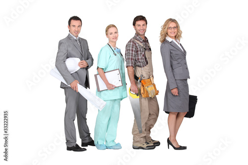 Photo: Four people and their different occupations Four people and their different occupations