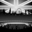 stadium with fans and London skyline