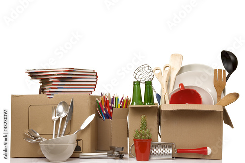 Photo: Transport cardboard boxes, relocation concept Transport cardboard boxes, relocation concept